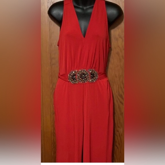 Beige by eci Pants - New with tags Beige by ECl Red Bedazzled Jumpsuit Size 8